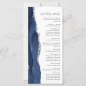 ネイビーブルーシルバー瑪瑙スクリプト結婚式 プログラム (裏面)