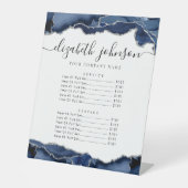 ネイビーブルーシルバー瑪瑙ビジネス会社価格 台座サイン (正面)