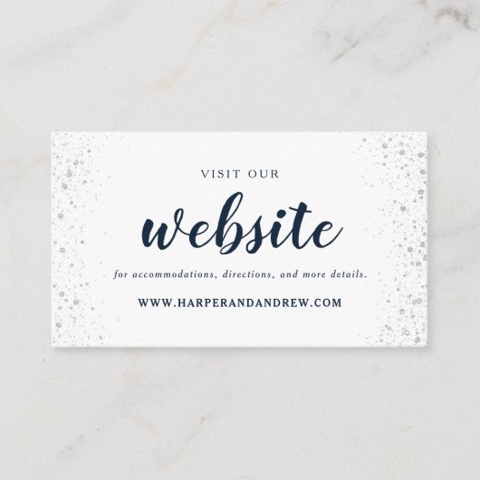 ネイビーブルーシルバー結婚のWebサイトエンクロージャカード エンクロージャーカード (正面)