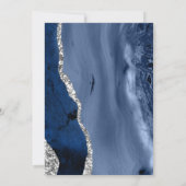 ネイビーブルーシルバー結婚アゲートサンキューカード サンキューカード (裏面)