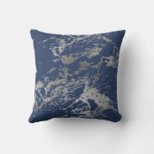 ネイビーブルーシルバー金属箔大理石ロック クッション (裏面)