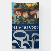 ネイビーブルーシルバー2025年写真卒業 横断幕 (縦)