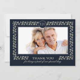 ネイビーブルーシルバー 結婚記念日感謝カード サンキューカード