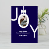 ネイビーブルーシルバー JOY 本物のホイル写真 箔シーズンカード (立ち正面)