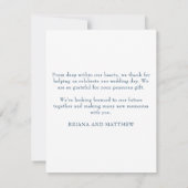 ネイビーブルーシンプルのモダン写真サンキューカード サンキューカード (裏面)