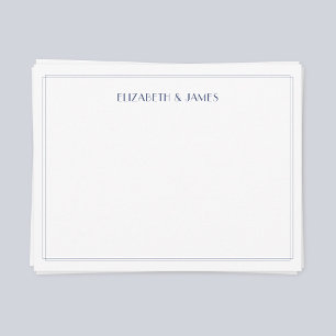 ネイビーブルーシンプルアールデコモダンカップル名 ノートカード