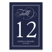 ネイビーブルーシンプルエレガントウェディング テーブルナンバー (裏面)