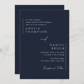 ネイビーブルーシンプルエレガントミニマル 招待状 (正面/裏面)