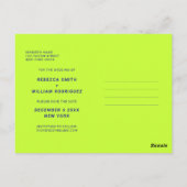 ネイビーブルーシンプルグリーンの写真結婚式の日付を保存 ポストカード (裏面)