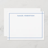 ネイビーブルーシンプルシンコー縁どナースクエア ノートカード (正面/裏面)