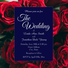 ネイビーブルーシンプルスタイル結婚ズ 箔招待状