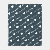 ネイビーブルーシンプルパーソナライズされたの繰り返し名 フリースブランケット (正面)