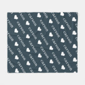 ネイビーブルーシンプルパーソナライズされたの繰り返し名 フリースブランケット (正面(横))