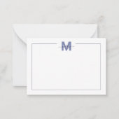 ネイビーブルーシンプルミニマリスト名モノグラム ノートカード (正面)