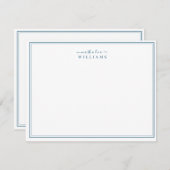 ネイビーブルーシンプルミニマリスト脚本モノグラム  ノートカード (正面/裏面)