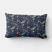 ネイビーブルーシンプルワイルドフラワーパターン ランバークッション (裏面)