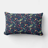 ネイビーブルーシンプルワイルドフラワーパターン ランバークッション (正面)