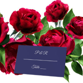 ネイビーブルーシンプル様式化スクリプ結婚ト プレイスカード