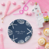 ネイビーブルーシーシェルズサマービーチ結婚式 ペーパープレート (パーティー)