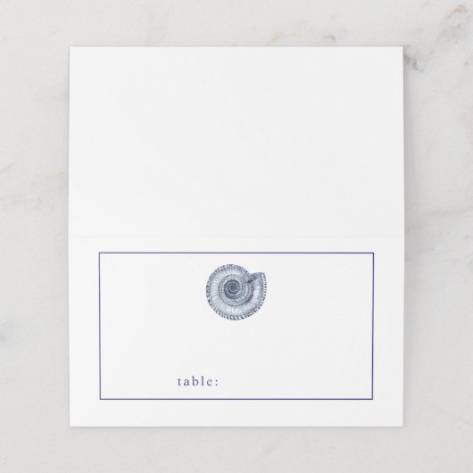 ネイビーブルーシーシェルテー空白のブルゲスト プレイスカード (外部開封)