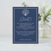 ネイビーブルーシーシェルビーチ結婚式詳細 エンクロージャーカード (スタンド正面)