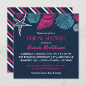 ネイビーブルーシーシェルブライダルシャワー招待 招待状 (正面/裏面)