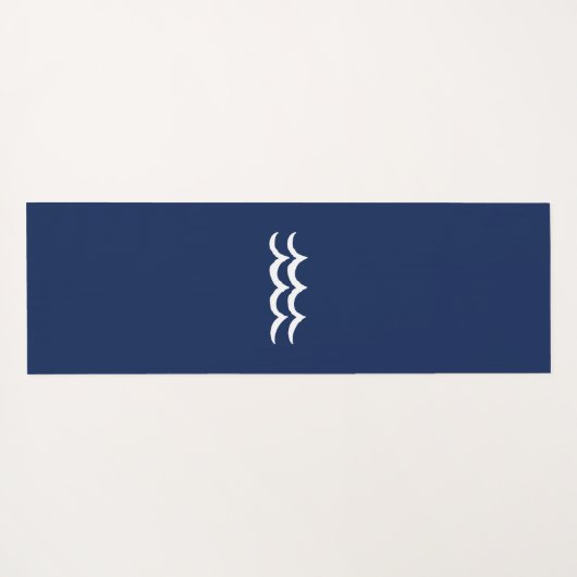 ネイビーブルーシーズザデイ航海のウェーブ ヨガマット (裏面(横))