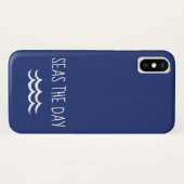 ネイビーブルーシーズザデイ航海のウェーブ Case-Mate iPhoneケース (裏面(横))