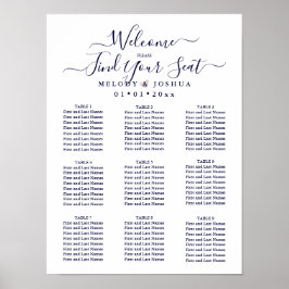 ネイビーブルーシーティングチャート|赤面ハート|ダイアカラー ポスター