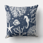 ネイビーブルーシーホース装飾用クッション クッション (裏面)