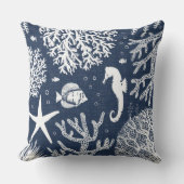 ネイビーブルーシーホース装飾用クッション クッション (正面)