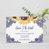 ネイビーブルーシ素朴ックサンフラワーレース結婚ズ セーブザデート (スタンド正面)