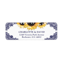 ネイビーブルーシ素朴ックサンフラワー差出人住所 ラベル
