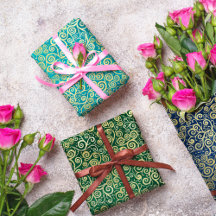 ネイビーブルージェードグリーンティール(緑がかった色)金ゴールドスワーズパターンボホ