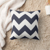 ネイビーブルージグザグザグザグザクザクラ付きシボロン枕 クッション (ブランケット)