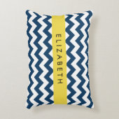ネイビーブルージグザグザグネイビーブルーシェブロン、お名前 アクセントクッション (正面(垂直))