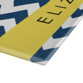 ネイビーブルージグザグザグネイビーブルーシェブロン、お名前 カッティングボード (角)