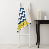 ネイビーブルージグザグザグネイビーブルーシェブロン、お名前 シェルパブランケット (インサイチュ)