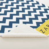 ネイビーブルージグザグザグネイビーブルーシェブロン、お名前 シェルパブランケット (3/4)