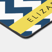 ネイビーブルージグザグザグネイビーブルーシェブロン、お名前 デスクマット (コーナー)