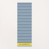 ネイビーブルージグザグザグネイビーブルーシェブロン、お名前 ヨガマット (正面)