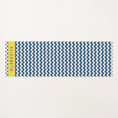 ネイビーブルージグザグザグネイビーブルーシェブロン、お名前 ヨガマット (正面(横))