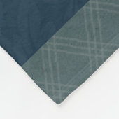 ネイビーブルージャカードフローラティール(緑がかった色)プレイド フリースブランケット (角)