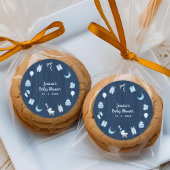 ネイビーブルージャンベビーデニムベビーシャワーサンキュー ラウンドシール