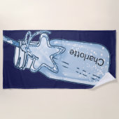 ネイビーブルージャーボトル名おもしろい ビーチタオル (正面)