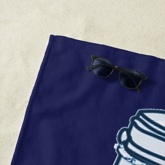 ネイビーブルージャーボトル名おもしろい ビーチタオル (インサイチュ)