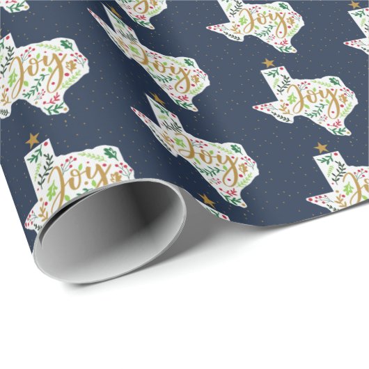 ネイビーブルージョイ葉ホリデーテキサス州シェイプ ラッピングペーパー (ロールコーナー)