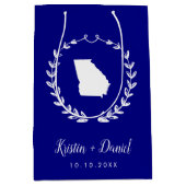 ネイビーブルージョージア結婚マップの歓迎スワッグ ミディアムペーパーバッグ (正面)