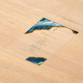 ネイビーブルージョードアゲイト金ゴールドクロスバプテスマ アクリル招待状 (レイダウン)