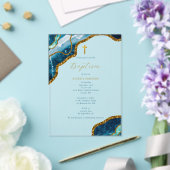 ネイビーブルージョードアゲイト金ゴールドクロスバプテスマ アクリル招待状 (インサイチュ (ウェディング))